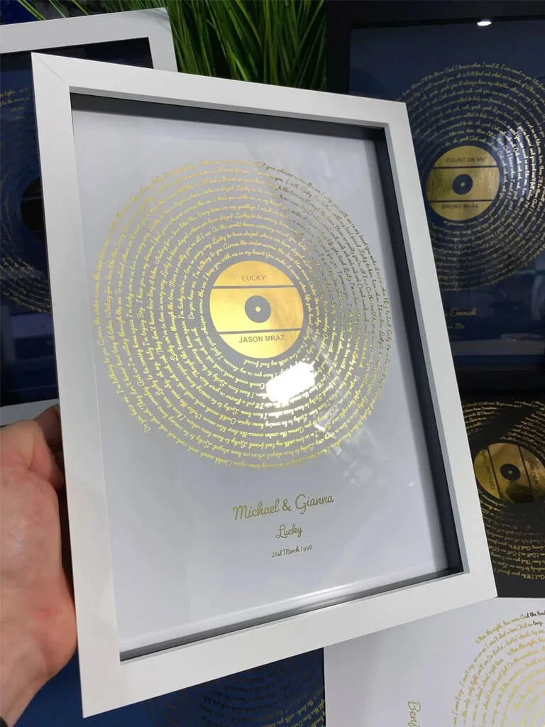 Song Lyrics Prints in Gold - Favourite Song Framed