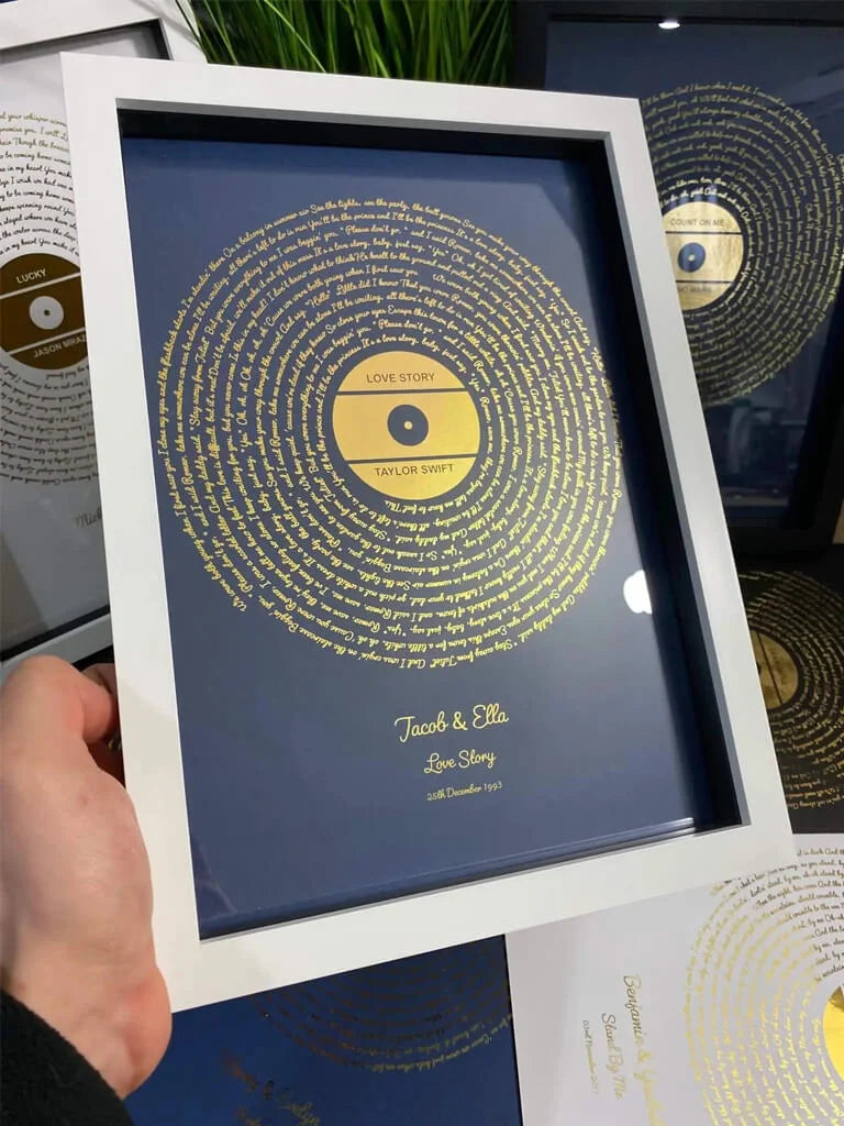 Song Lyrics Prints in Gold - Favourite Song Framed