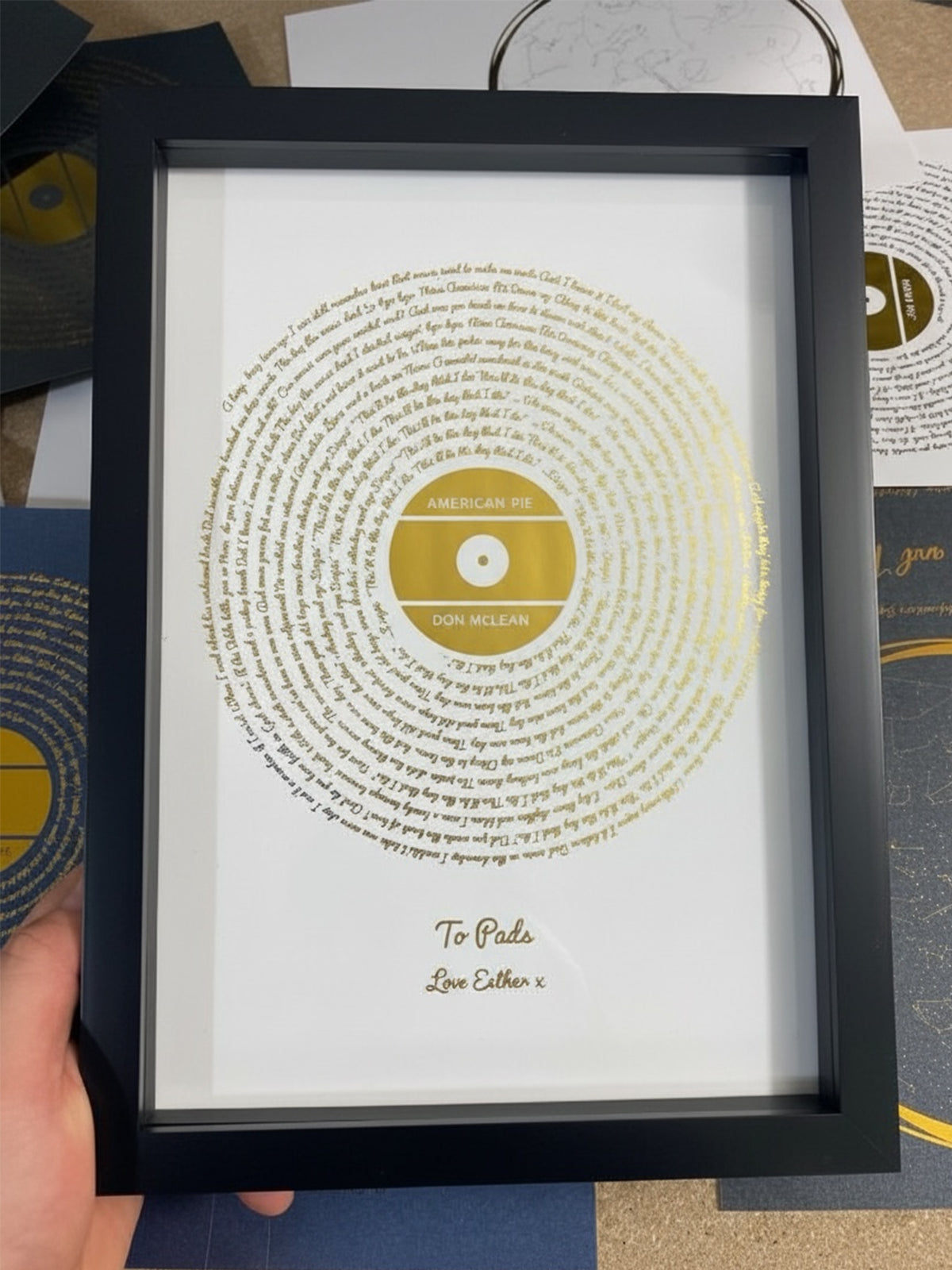 Song Lyrics Print in Gold Foil — Favourite Song Framed