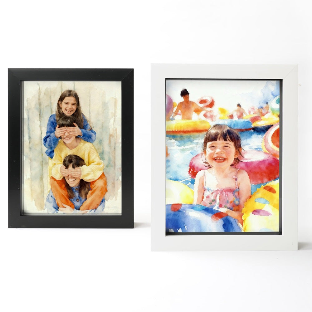 Pet & Family Portrait From Photo - Custom Watercolour Art Gift