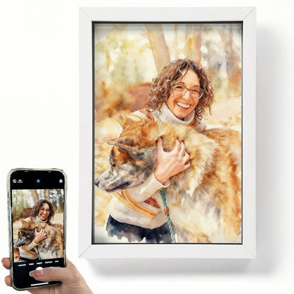 Pet & Family Portrait From Photo - Custom Watercolour Art Gift