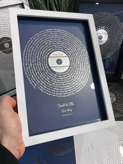 Personalised Song Lyrics Print in Silver Foil