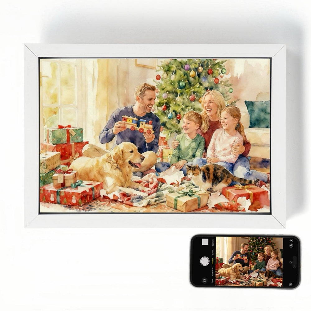 Pet & Family Portrait From Photo - Custom Watercolour Art Gift