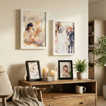 Pet & Family Portrait From Photo - Custom Watercolour Art Gift