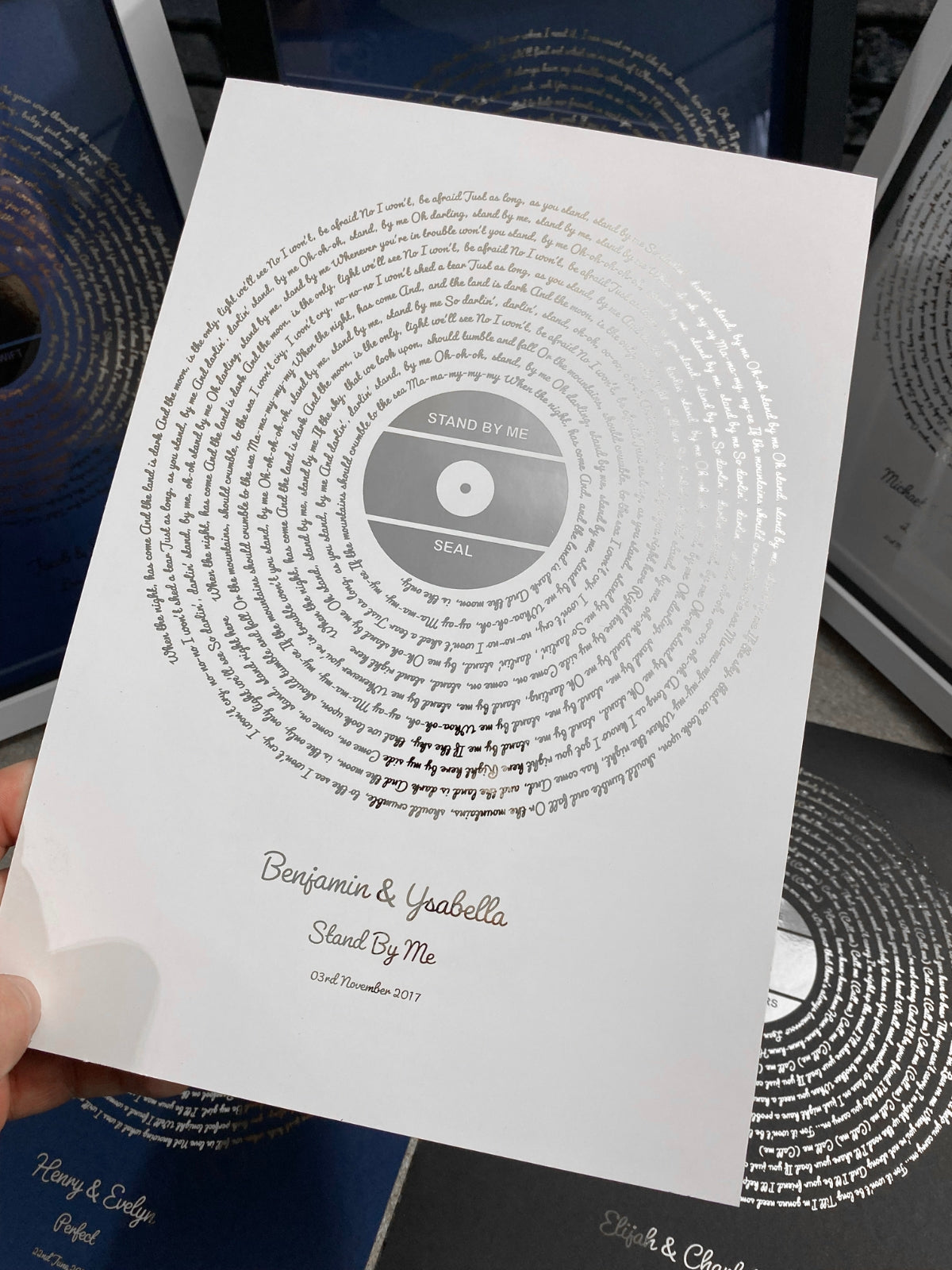 Personalised Song Lyrics Print in Silver Foil