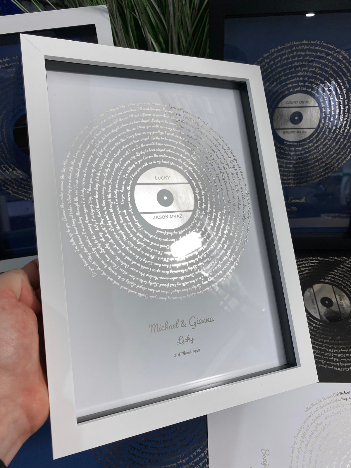 Personalised Song Lyrics Print in Silver Foil