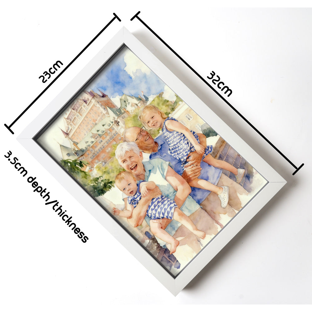 Pet & Family Portrait From Photo - Custom Watercolour Art Gift