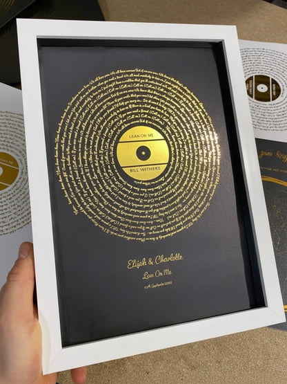 Song Lyrics Print in Gold Foil — Favourite Song Framed