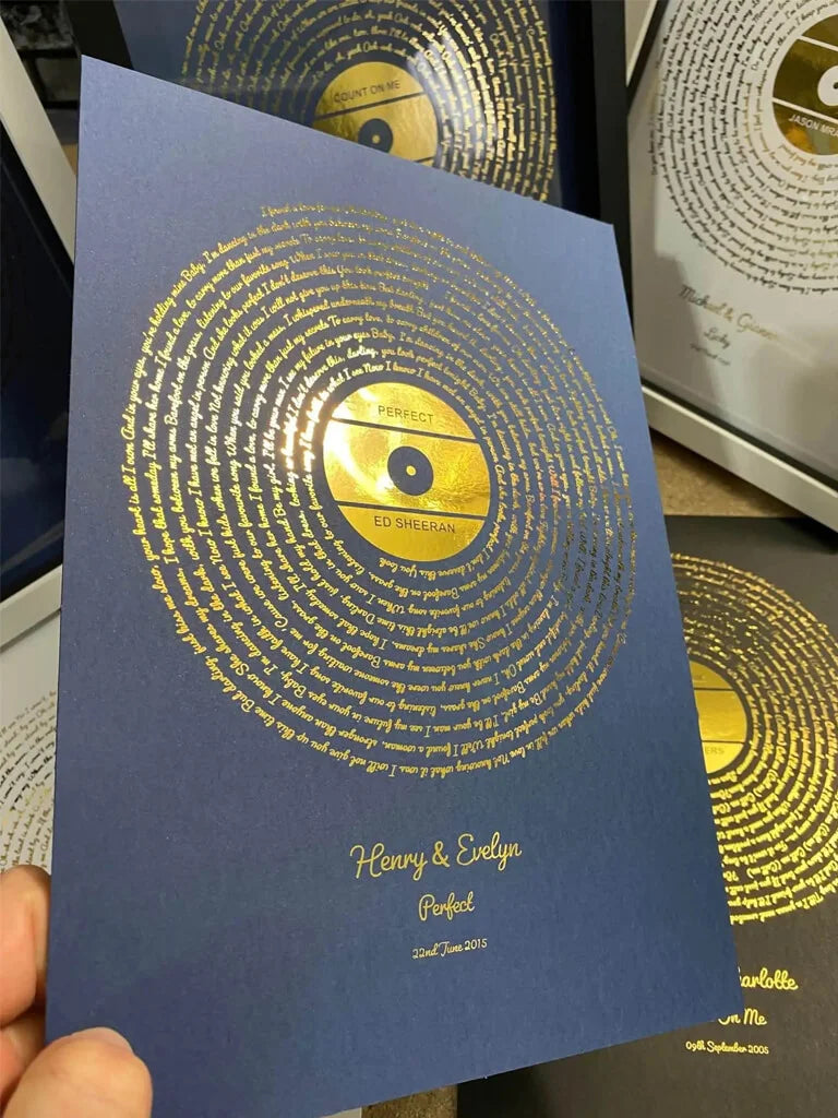 Song Lyrics Print in Gold Foil — Favourite Song Framed