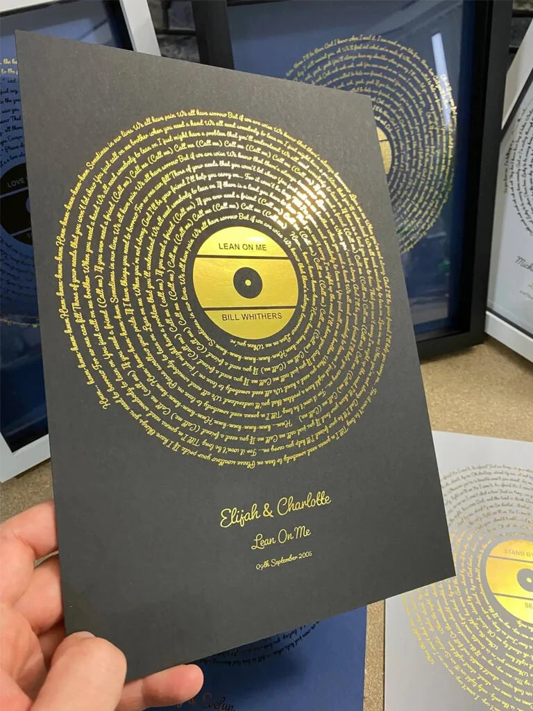 Song Lyrics Prints in Gold - Favourite Song Framed