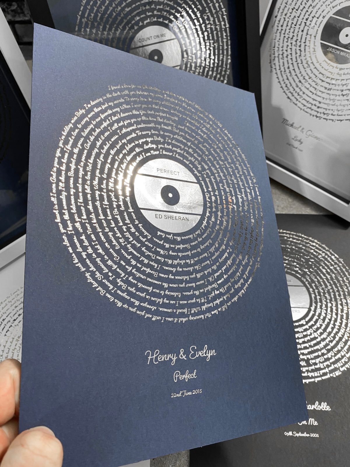 Personalised Song Lyrics Print in Silver Foil