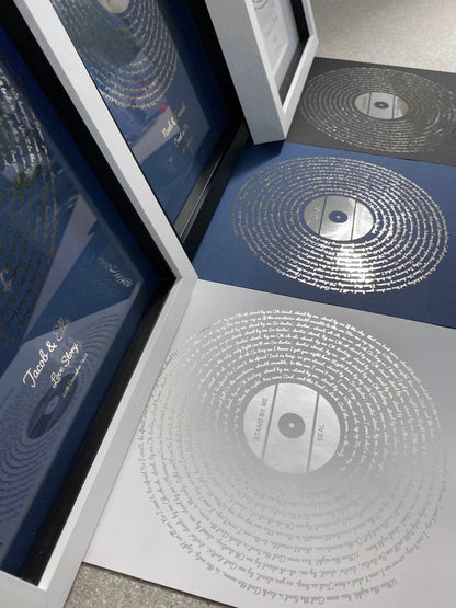 Personalised Song Lyrics Print in Silver Foil