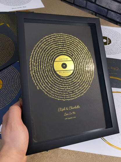 Song Lyrics Print in Gold Foil — Favourite Song Framed