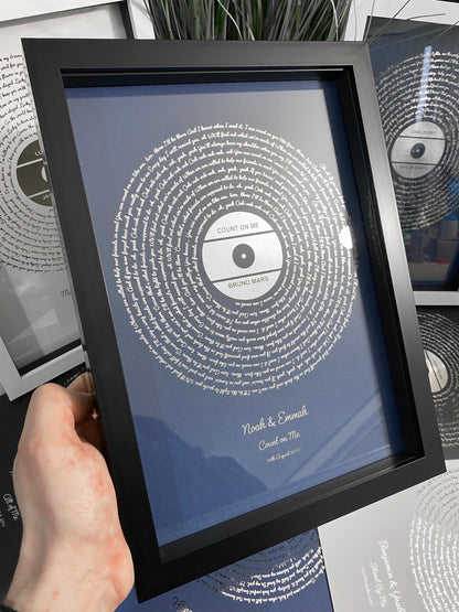 Personalised Song Lyrics Print in Silver Foil