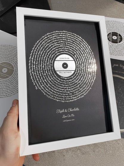 Personalised Song Lyrics Print in Silver Foil